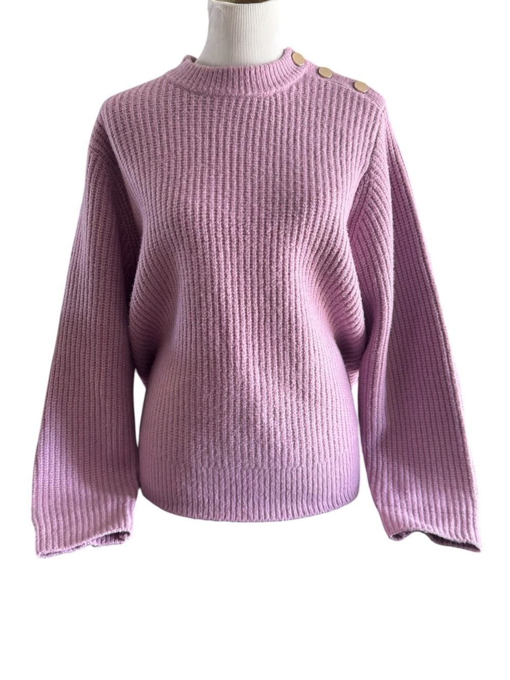 Ava & Viv Lilac Crewneck Sweater with Shoulder Buttons Size 1X